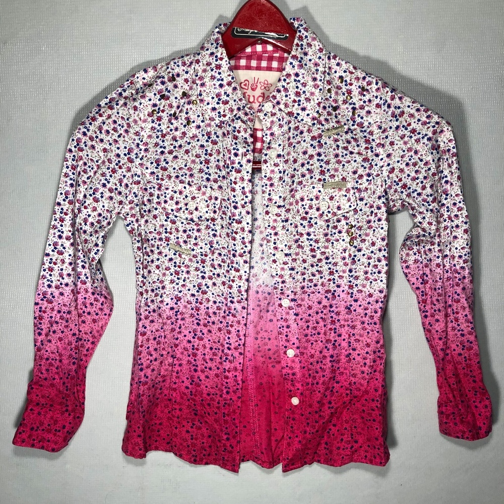 Mudd XS/S (7/8) Long Sleeve White/Pink Flower